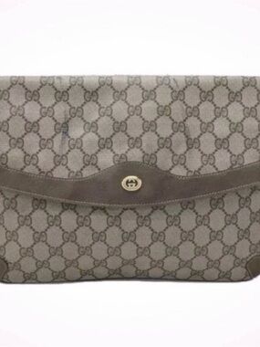 Vintage Gucci Brown Shelly Monogram Clutch